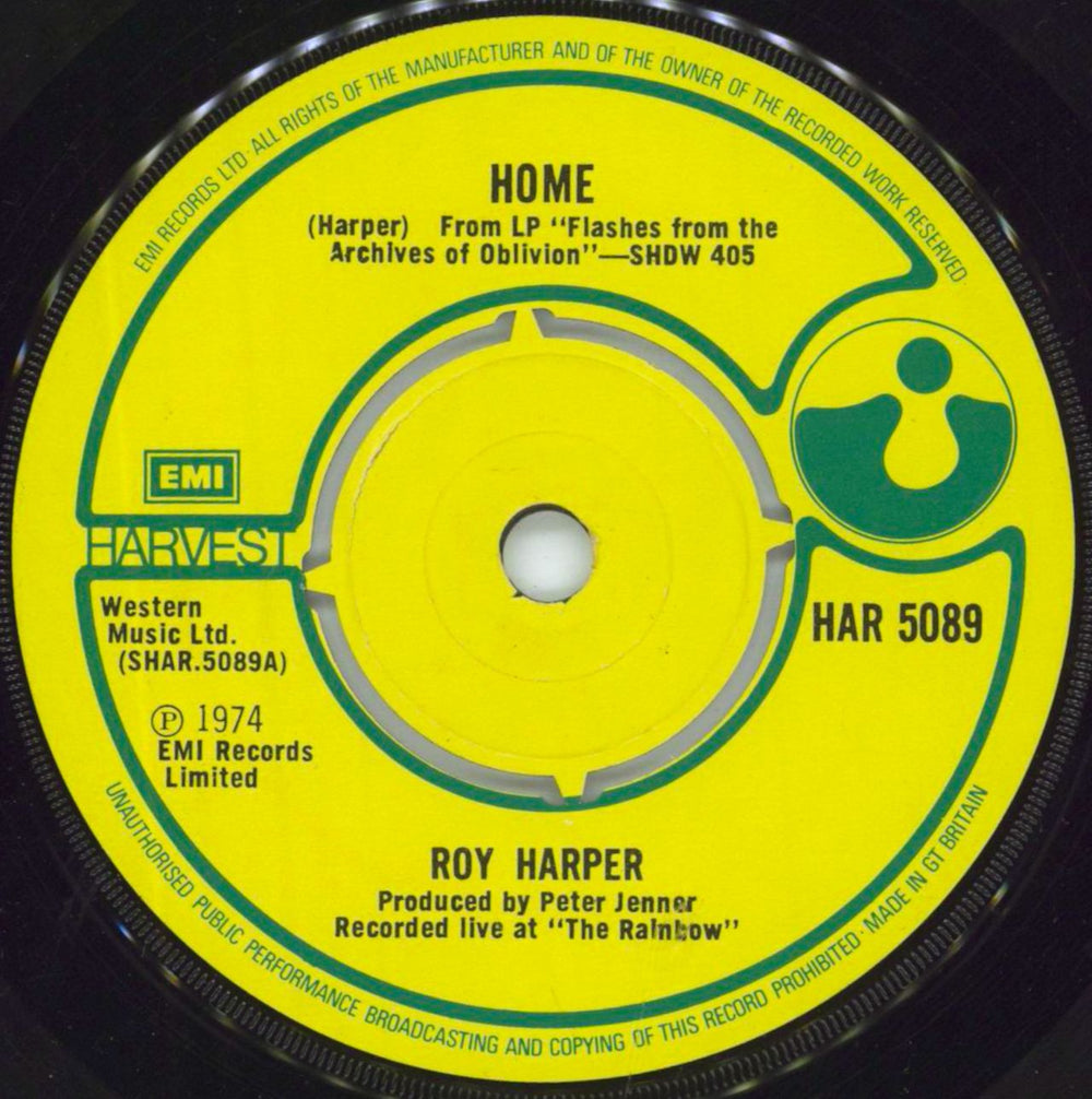 Roy Harper Home UK Promo 7" vinyl single (7 inch record / 45) HAR5089