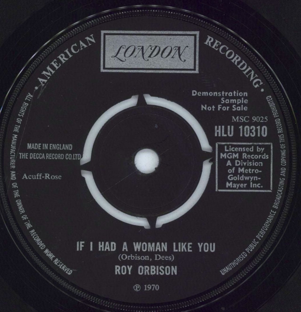 Roy Orbison So Young UK Promo 7" vinyl single (7 inch record / 45)