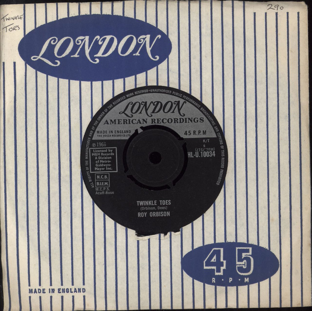 Roy Orbison Twinkle Toes - 1st UK 7" vinyl single (7 inch record / 45) HL-U.10034