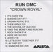 Run DMC Crown Royal UK Promo CD-R acetate CD ACETATE