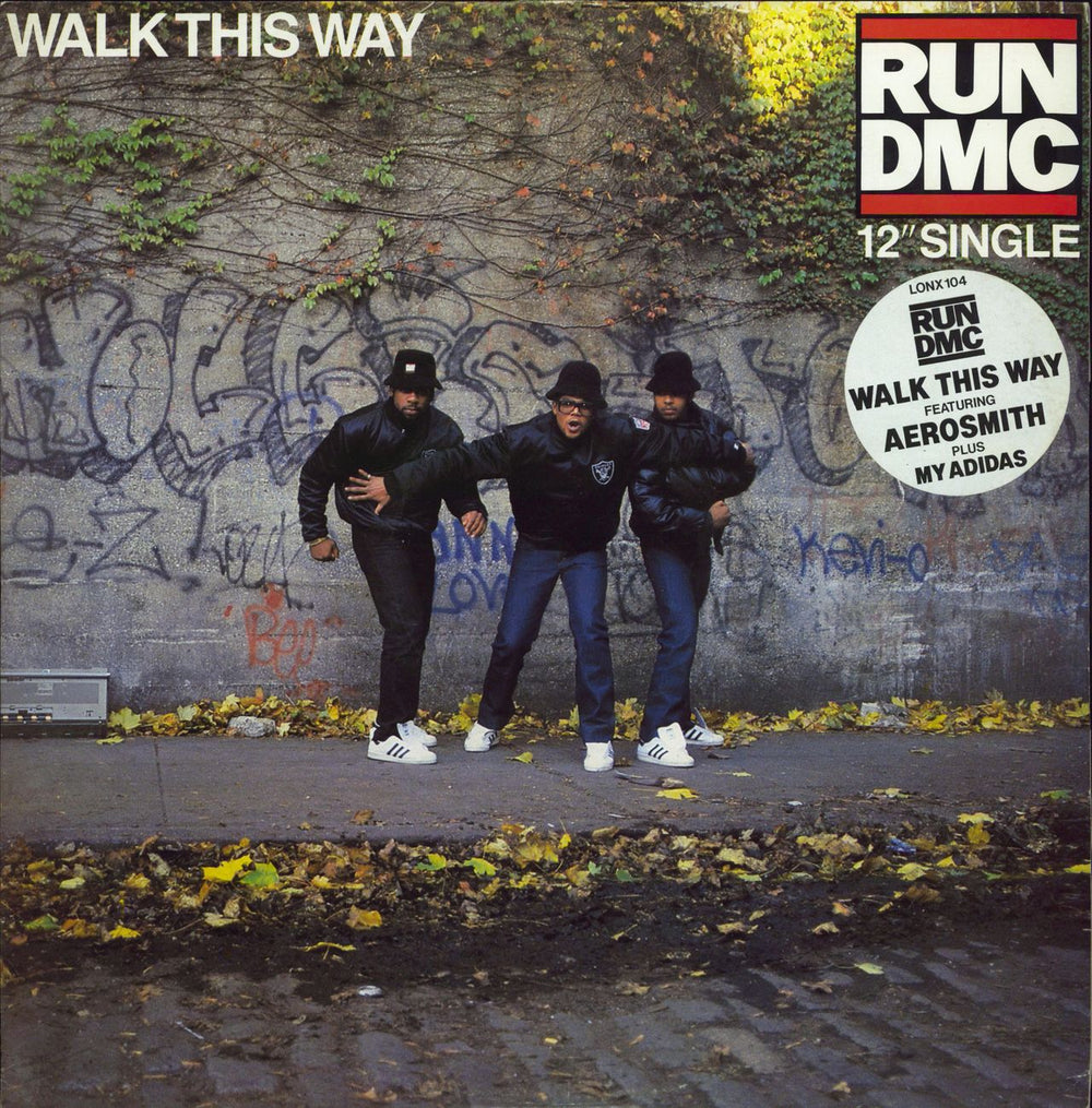 Run DMC Walk This Way + Hype Sticker UK 12" vinyl single (12 inch record / Maxi-single) LONX104