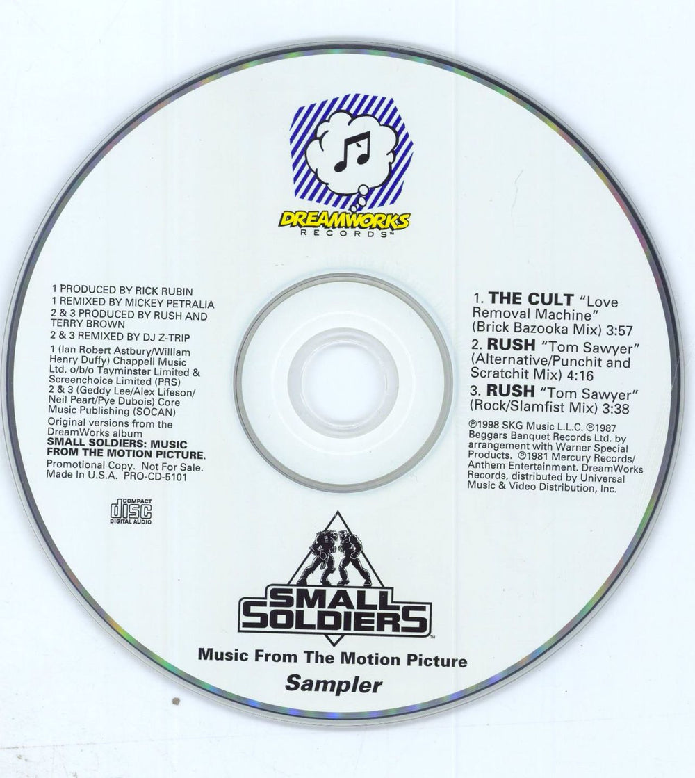 Rush Small Soldiers: Music From The Motion Picture Sampler US Promo CD single (CD5 / 5") RUSC5SM118971