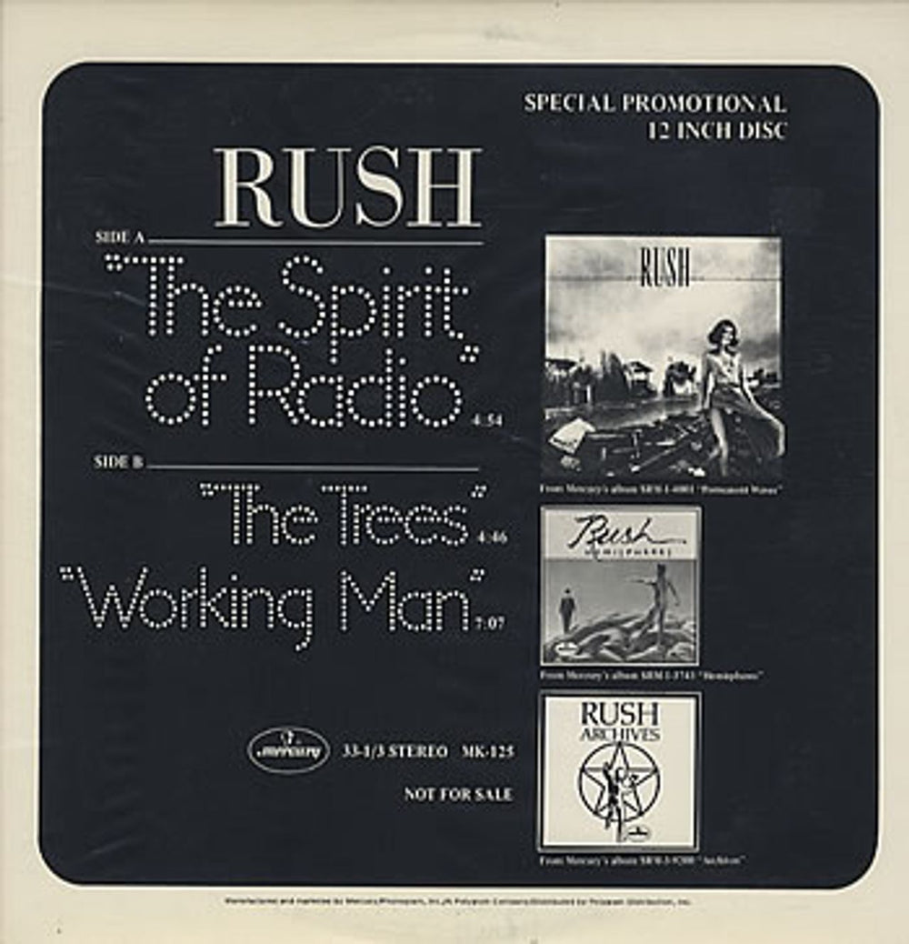 Rush The Spirit Of Radio - P/S US Promo 12" vinyl single (12 inch record / Maxi-single) MK125