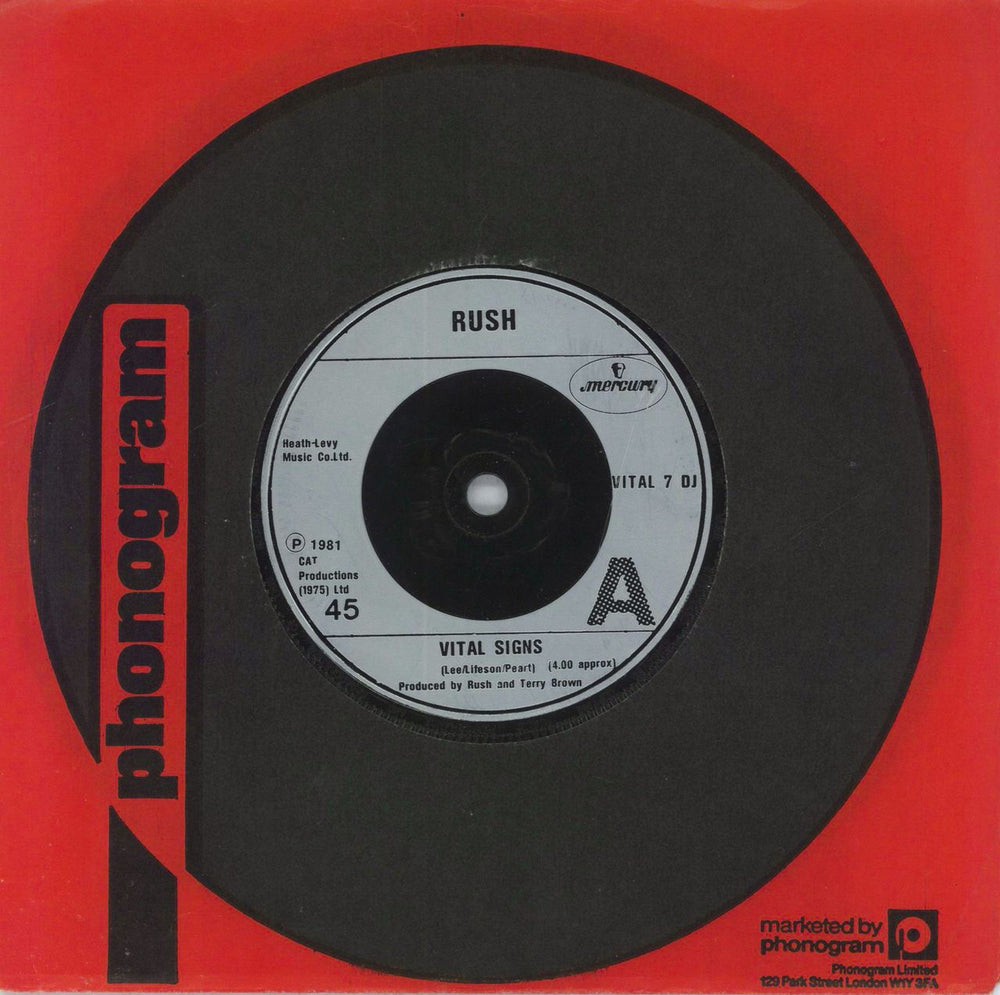 Rush Vital Signs UK Promo 7" vinyl single (7 inch record / 45) VITAL7DJ