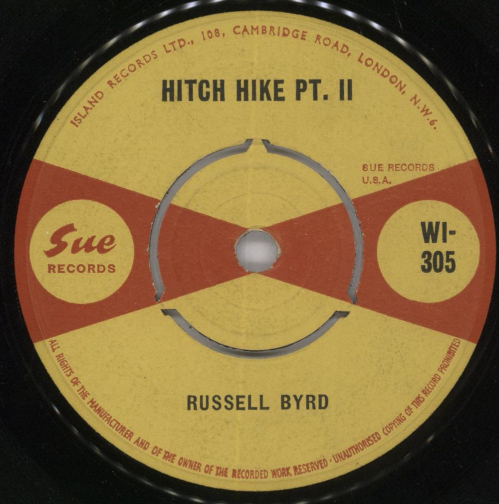 Russell Byrd Hitch Hike UK 7" vinyl single (7 inch record / 45)