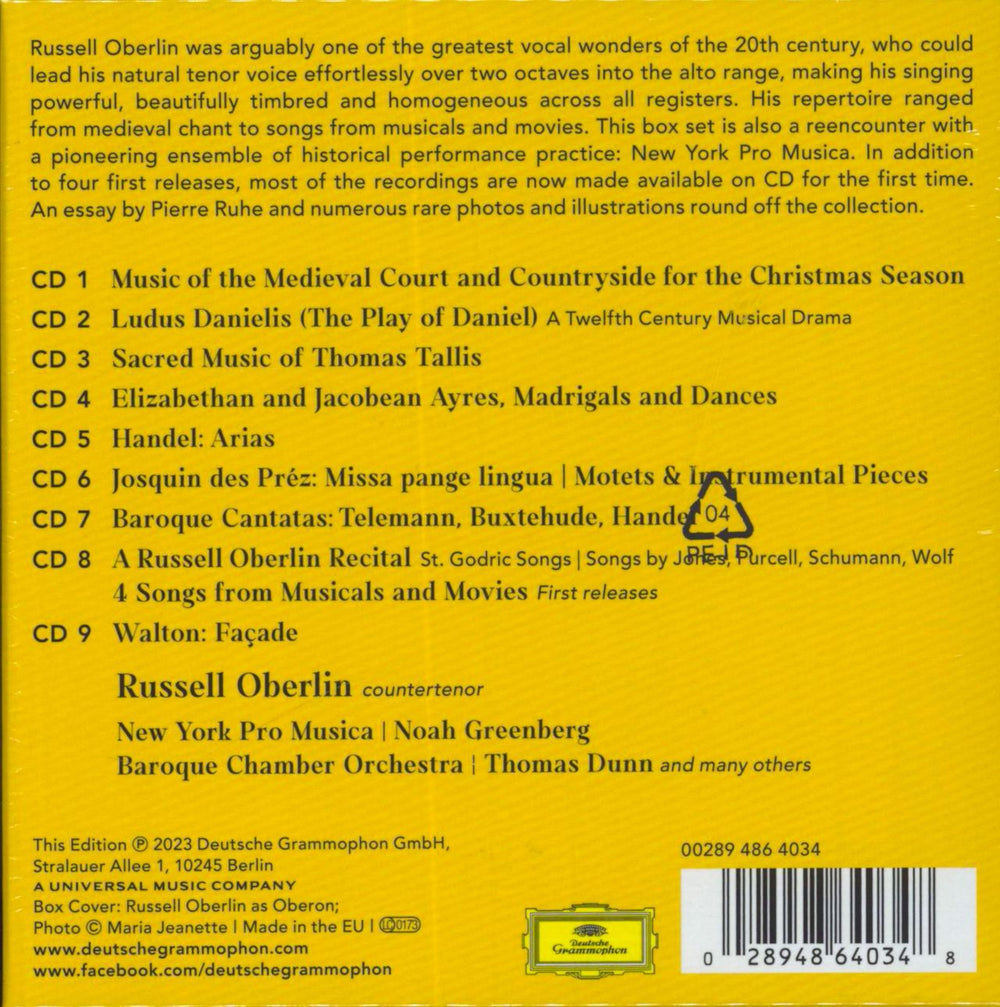 Russell Oberlin The Complete Recordings on American Decca - Sealed Czech CD Album Box Set 028948640348