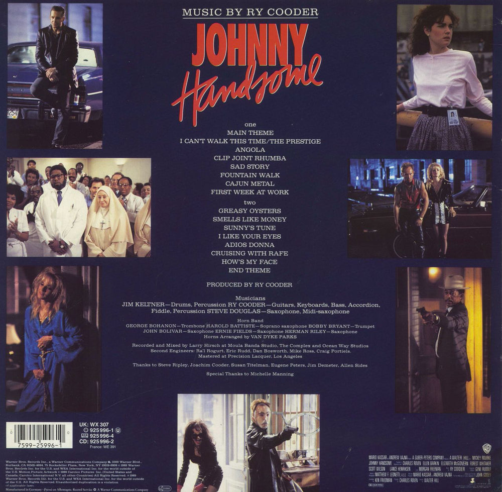 Ry Cooder Johnny Handsome Soundtrack UK vinyl LP album (LP record) 075992599610