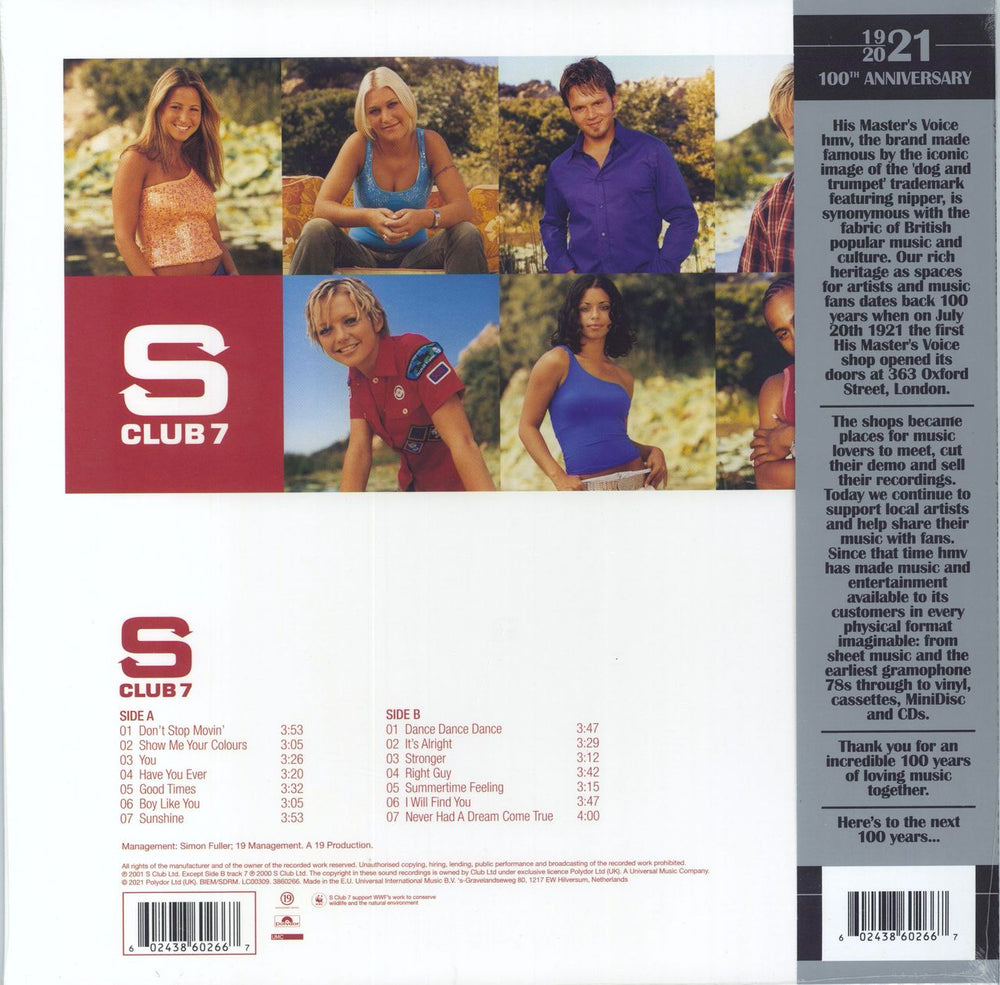 S Club 7 Sunshine: HMV 100th Anniversary - Yellow & Red Vinyl - Sealed UK vinyl LP album (LP record) 602438602667