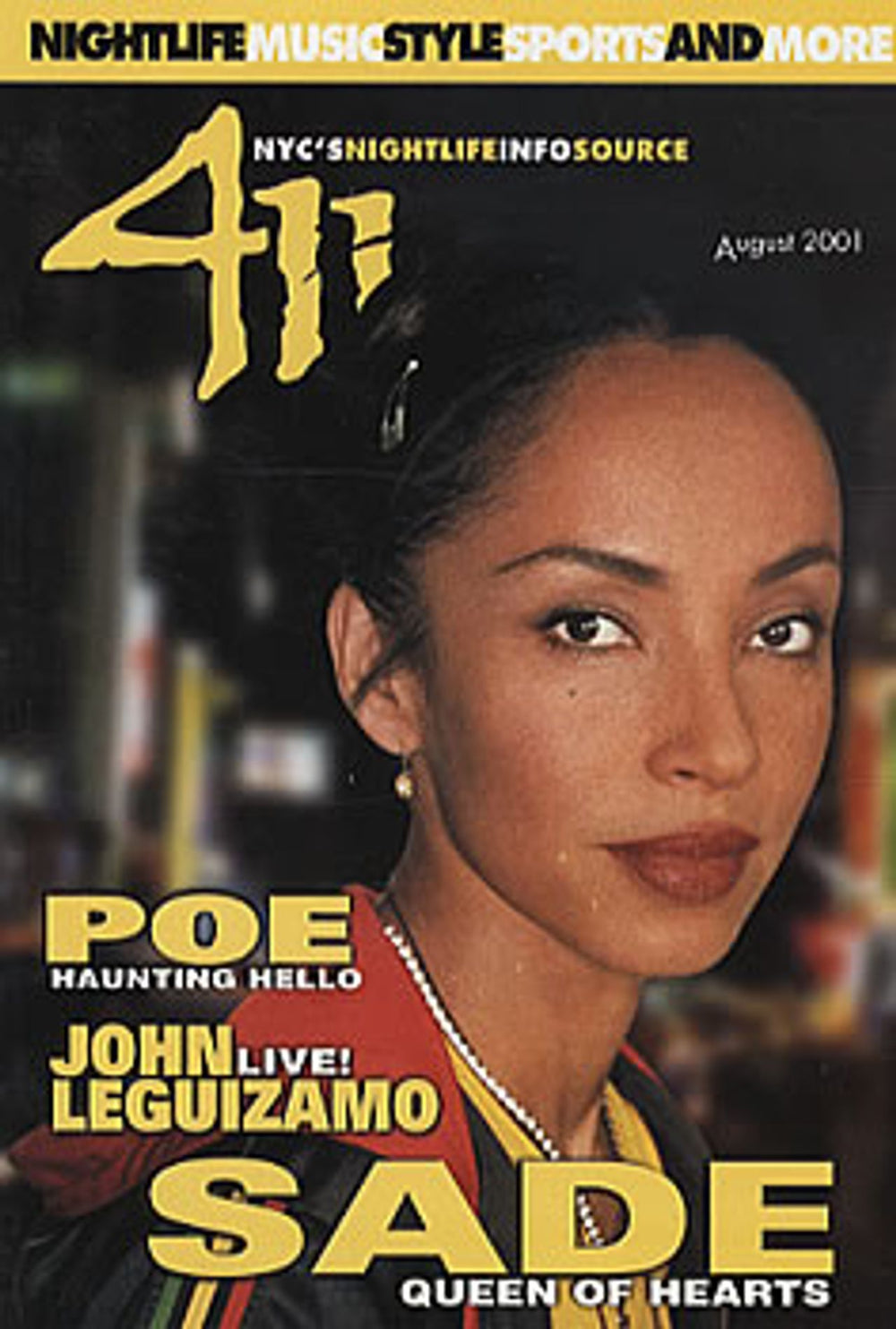 Sade 411 NYC's Nightlife Info Source US Promo magazine AUGUST 2001