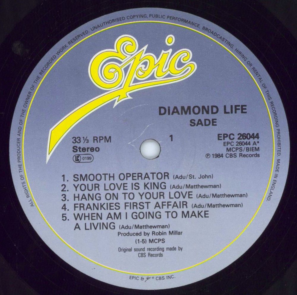 Sade Diamond Life UK vinyl LP album (LP record) SADLPDI634860