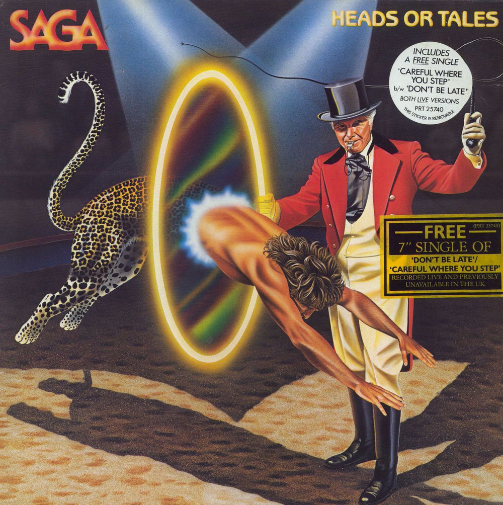 Saga Heads Or Tales + Promo Stamped Sleeve UK vinyl LP album (LP record) PRT25740