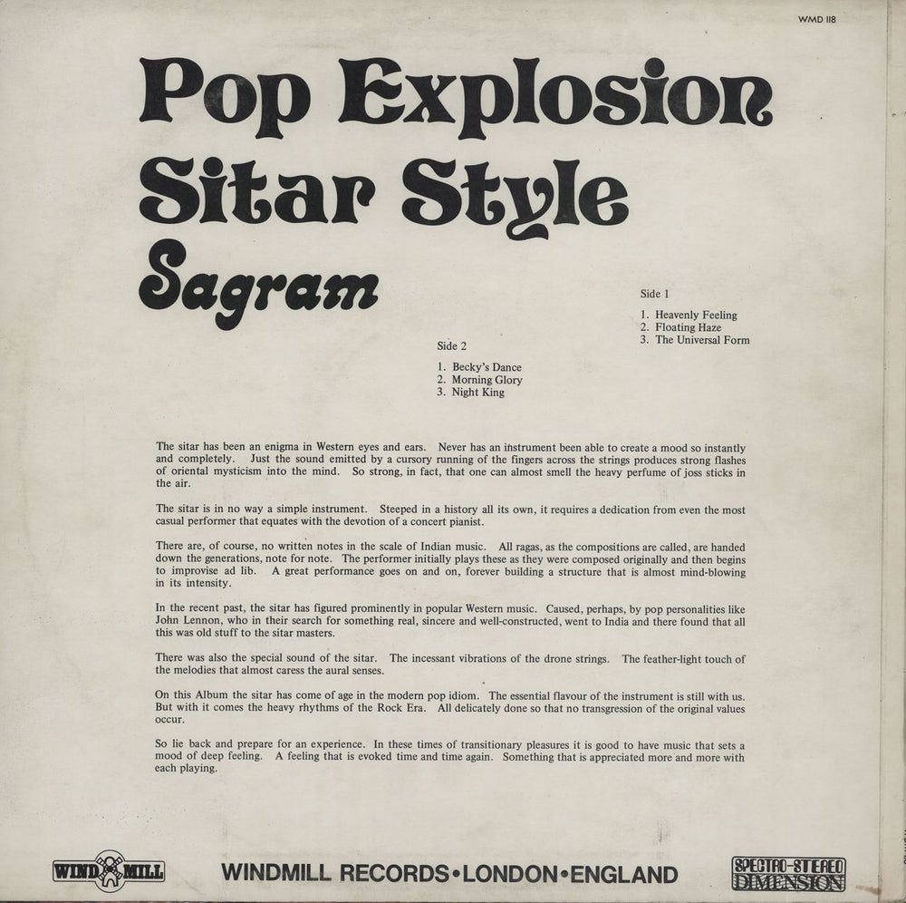 Sagram Pop Explosion Sitar Style UK vinyl LP album (LP record)