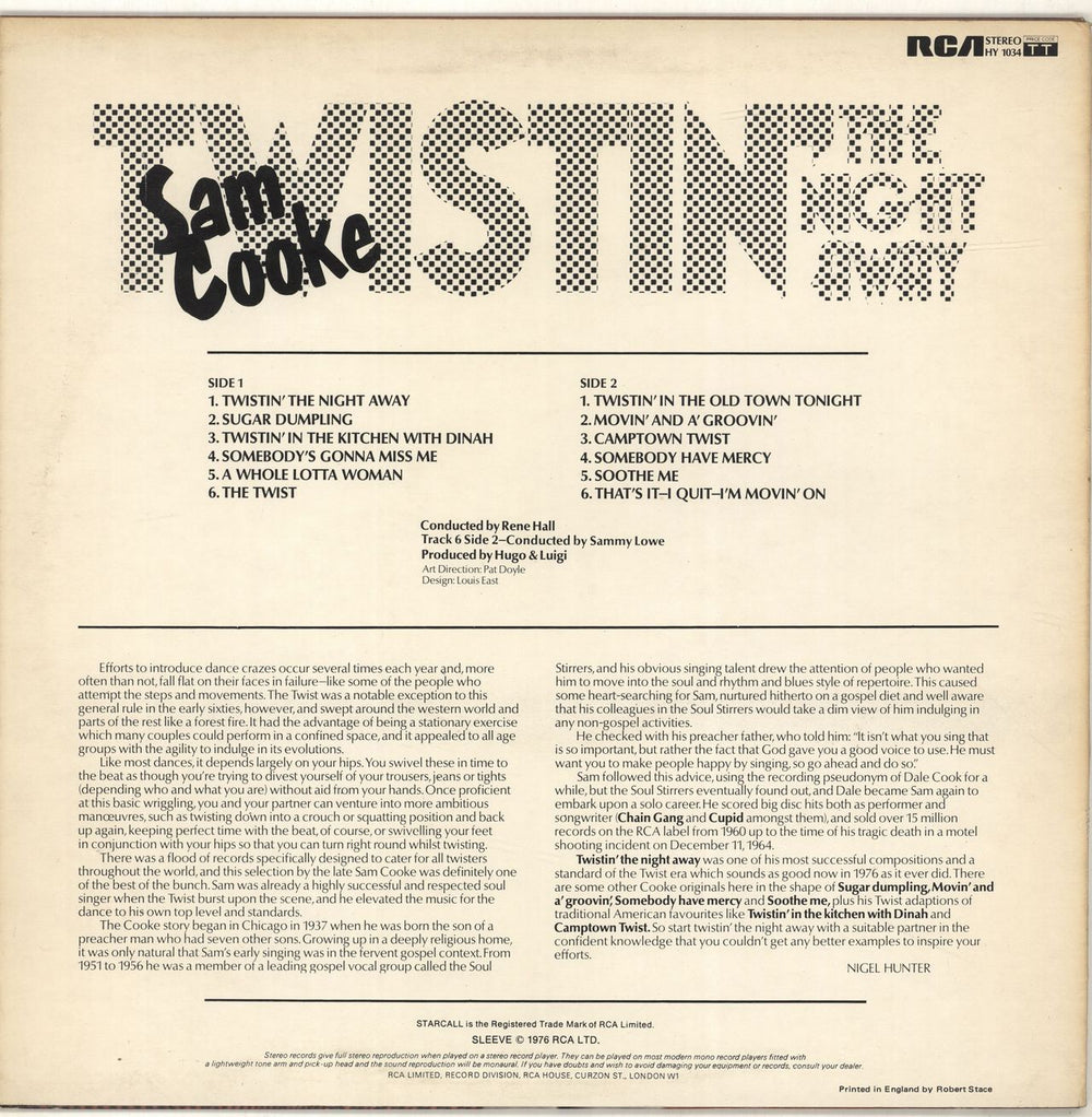 Sam Cooke Twistin' The Night Away UK vinyl LP album (LP record)