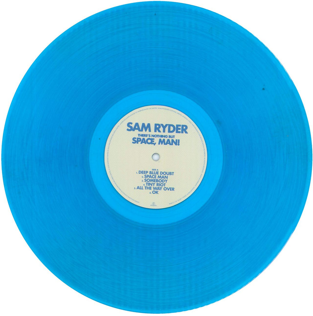 Sam Ryder There's Nothing But Space, Man! - Blue Vinyl + Autographed Card UK vinyl LP album (LP record) 5C6LPTH809112