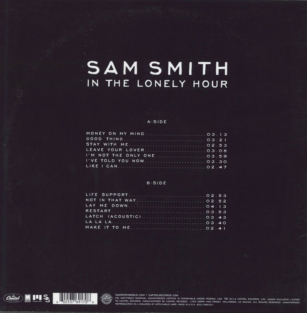 Sam Smith In The Lonely Hour US vinyl LP album (LP record)