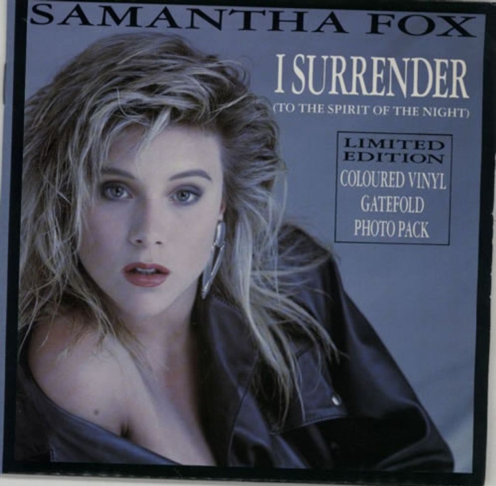 Samantha Fox I Surrender - Blue Vinyl UK 7" vinyl single (7 inch record / 45) FOXYG6