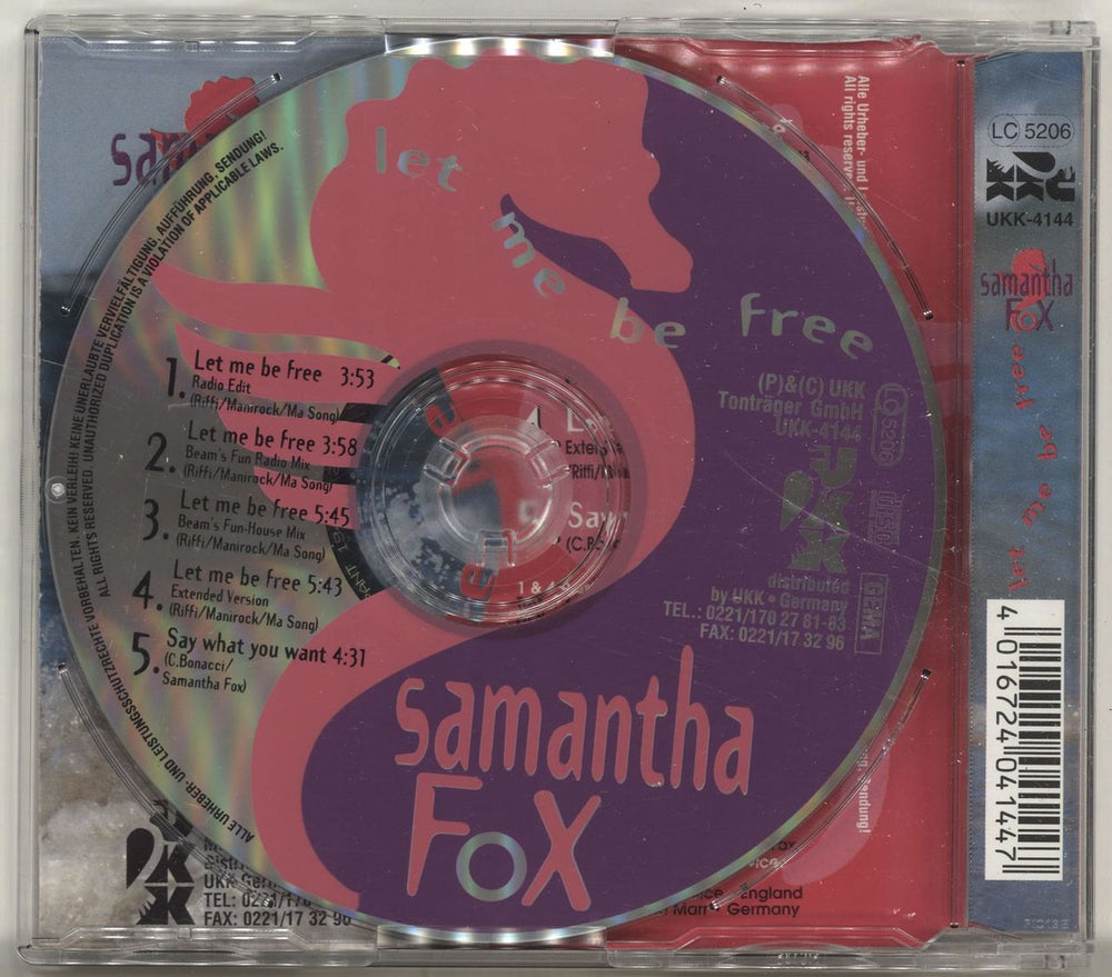 Samantha Fox Let Me Be Free German CD single (CD5 / 5") FOXC5LE72782