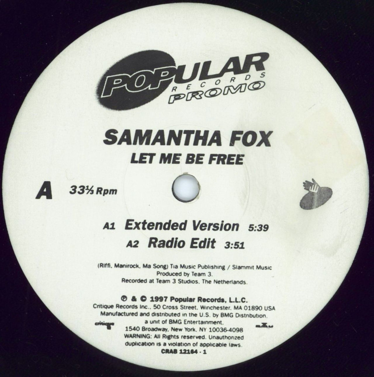 Samantha Fox Let Me Be Free Us Promo 12 Vinyl — 2052