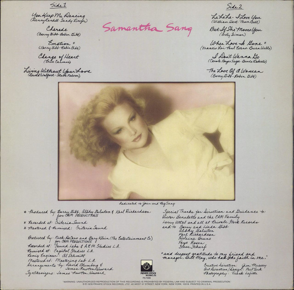 Samantha Sang Emotion US vinyl LP album (LP record)