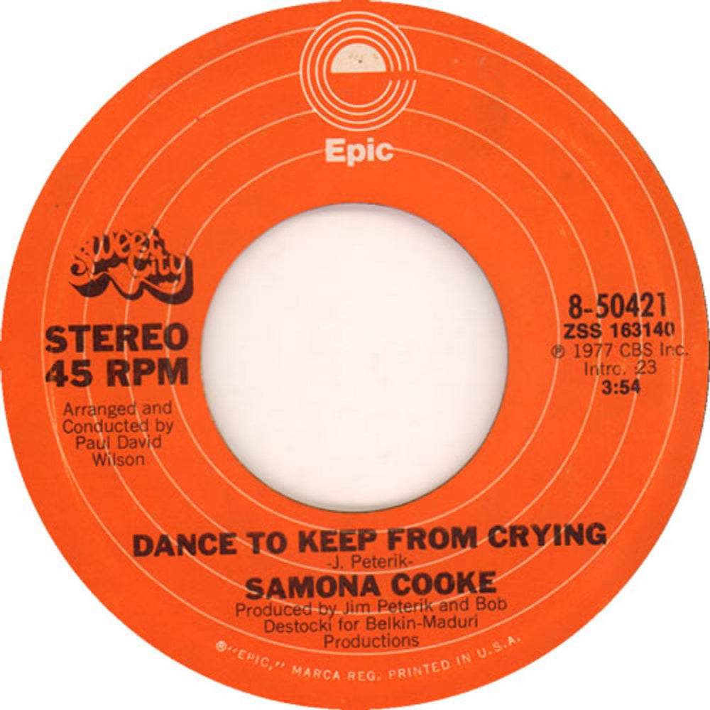 Samona Cooke Dance To Keep From Crying US 7" vinyl single (7 inch record / 45) 8-50421