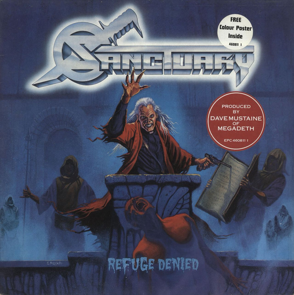 Sanctuary Refuge Denied + Insert & Poster UK vinyl LP album (LP record) EPC4608111