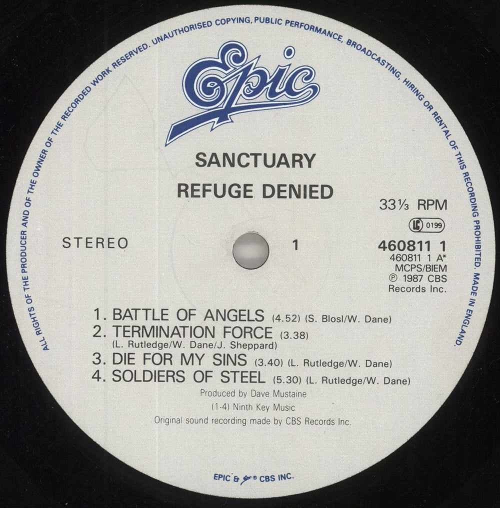 Sanctuary Refuge Denied + Insert & Poster UK vinyl LP album (LP record) VFTLPRE743475