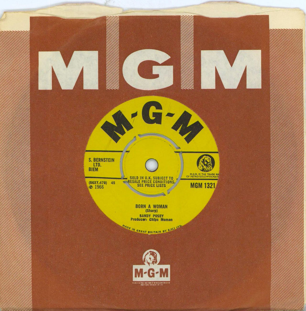 Sandy Posey Born A Woman UK 7" vinyl single (7 inch record / 45) MGM1321