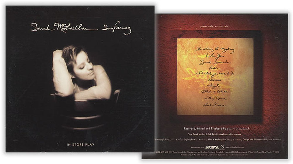 Sarah McLachlan Surfacing US Promo CD album (CDLP) 18970-2