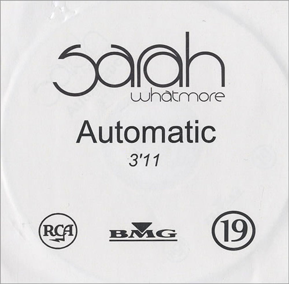 Sarah Whatmore Automatic UK Promo CD-R acetate CDR ACETATE