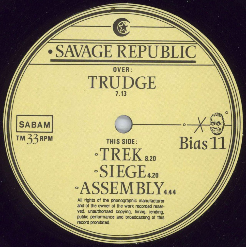 Savage Republic Trudge Belgian Promo 12" vinyl single (12 inch record / Maxi-single) XC412TR831879