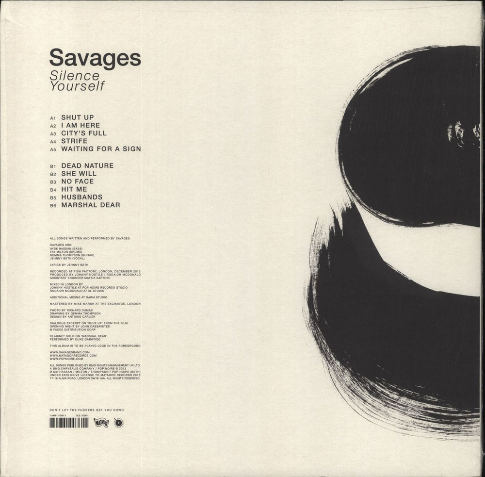 Savages Silence Yourself - Clear Vinyl - Shrink UK vinyl LP album (LP record) 744861103615