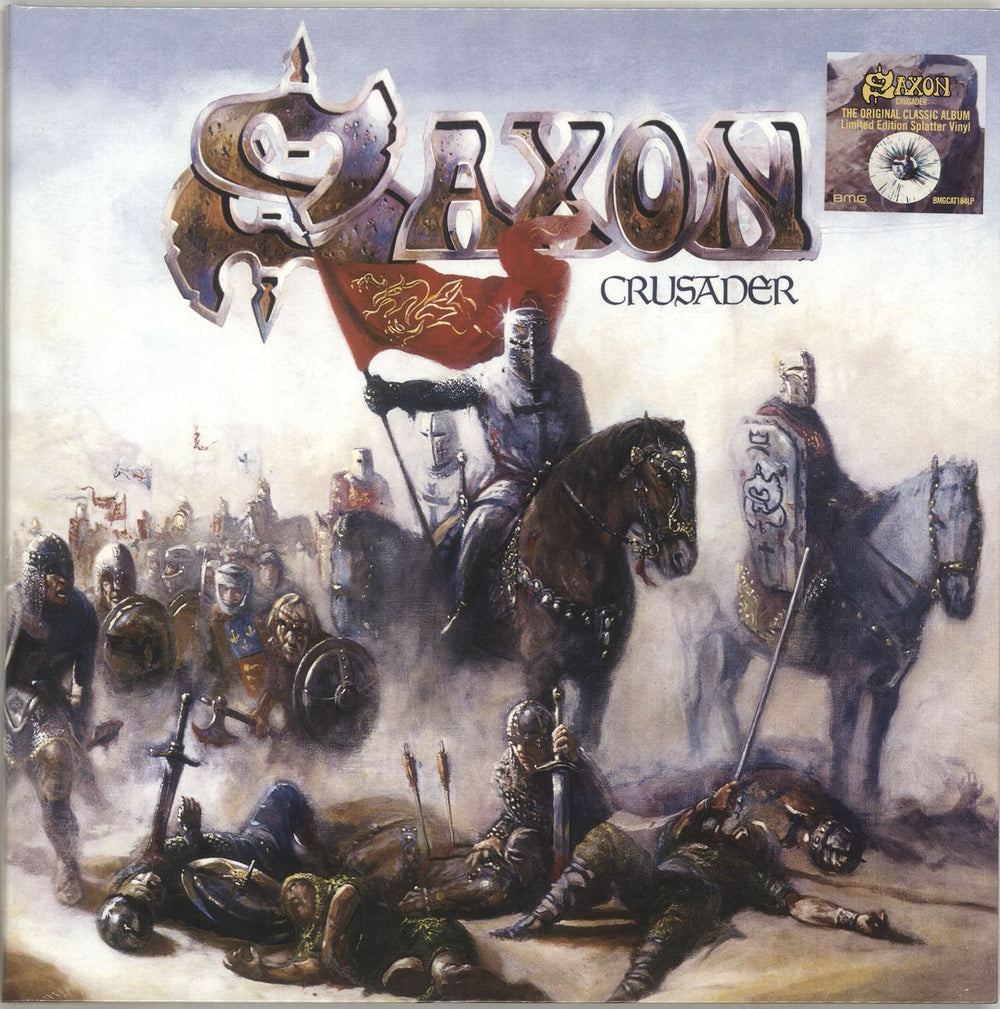 Saxon Crusader - White, Blue & Black Vinyl - Sealed UK vinyl LP album (LP record) BMGCAT184LP