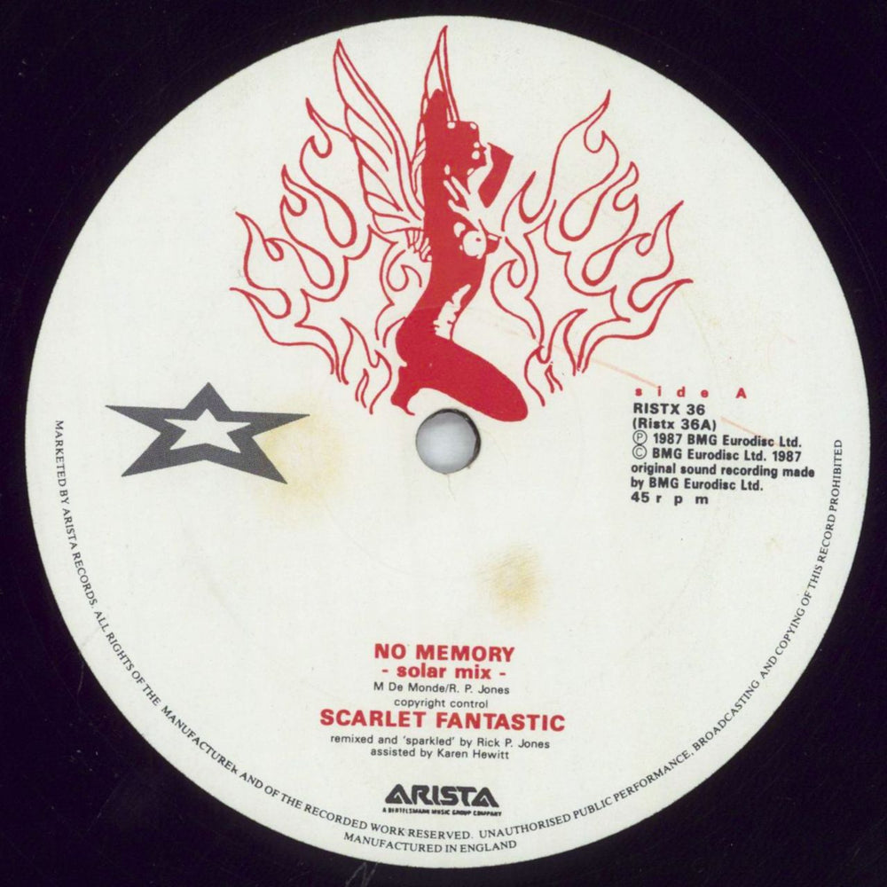 Scarlet Fantastic No Memory - Plain sleeve UK 12" vinyl single (12 inch record / Maxi-single) RISTX36