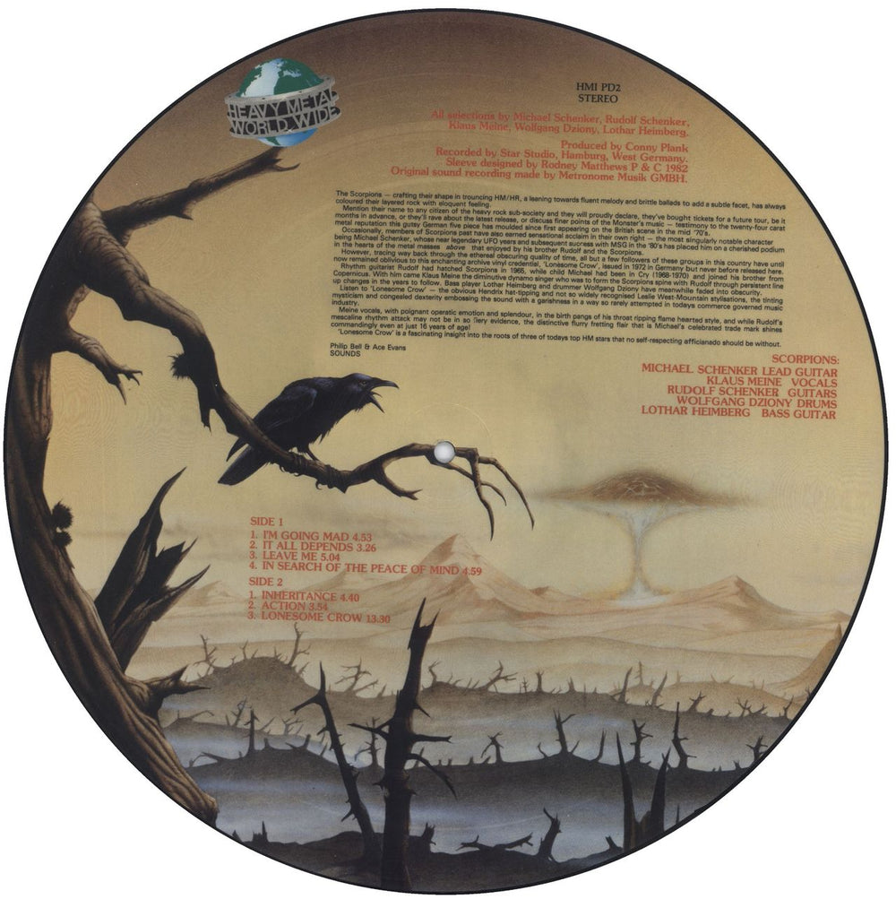 Scorpions Lonesome Crow - EX UK picture disc LP (vinyl picture disc album)