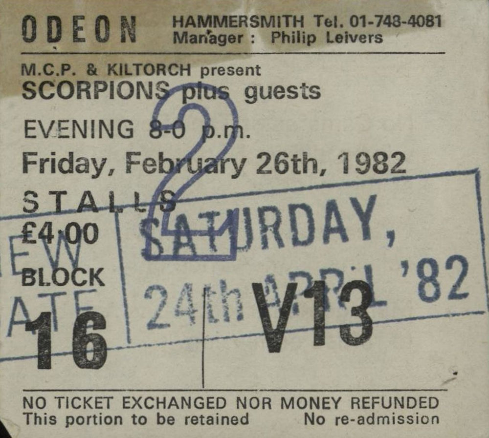 Scorpions UK Tour 1982 + Ticket Stub UK tour programme SCOTRUK590865