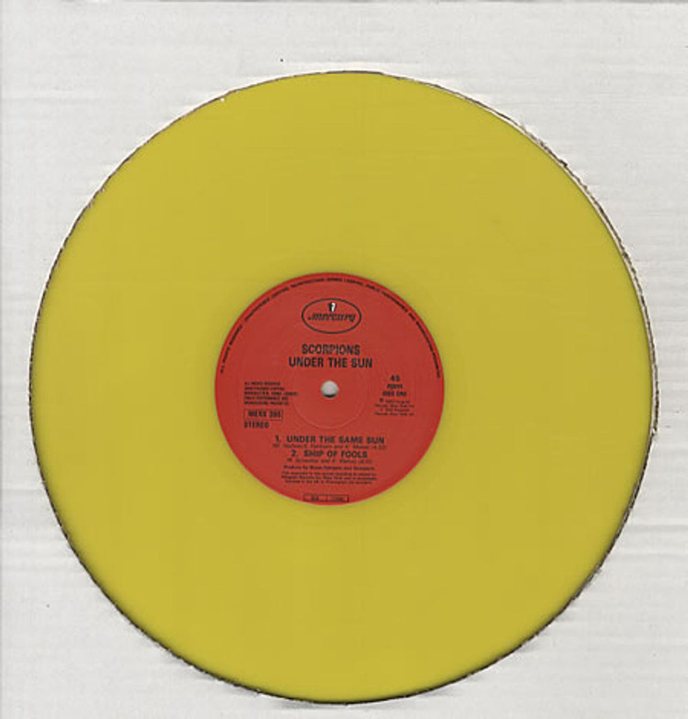 Scorpions Under The Same Sun - Yellow Vinyl UK 12" vinyl single (12 inch record / Maxi-single) SCO12UN100038