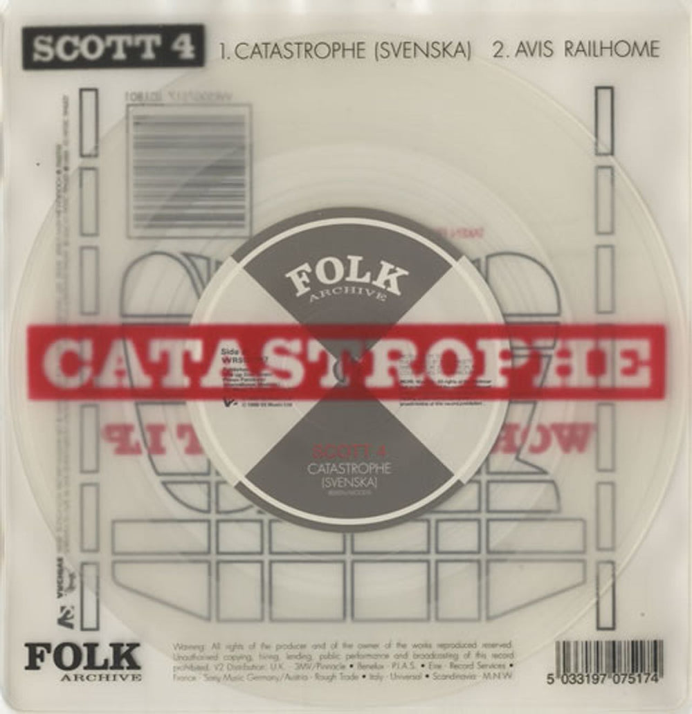 Scott 4 Catastrophe (Svenska) - Clear Vinyl UK 7" vinyl single (7 inch record / 45) VVR5007517