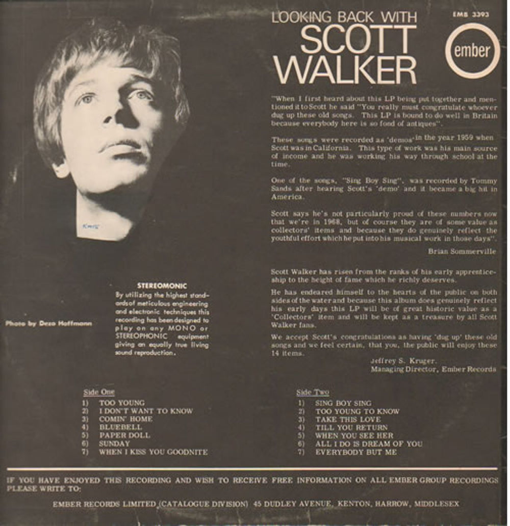 Scott Walker Looking Back With UK vinyl LP album (LP record) SWLLPLO129126