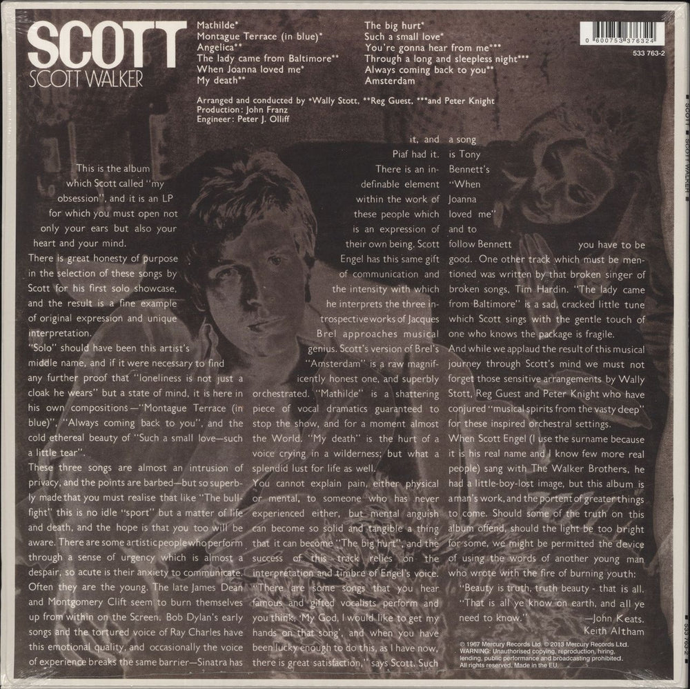 Scott Walker Scott - 180g UK vinyl LP album (LP record) 600753376324