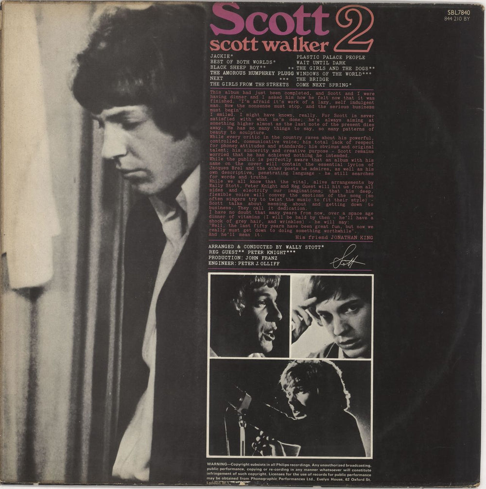 Scott Walker Scott 2 - EX UK vinyl LP album (LP record)