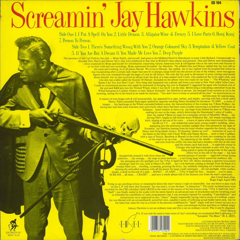 Screamin' Jay Hawkins Frenzy UK vinyl LP album (LP record) 5014757131042