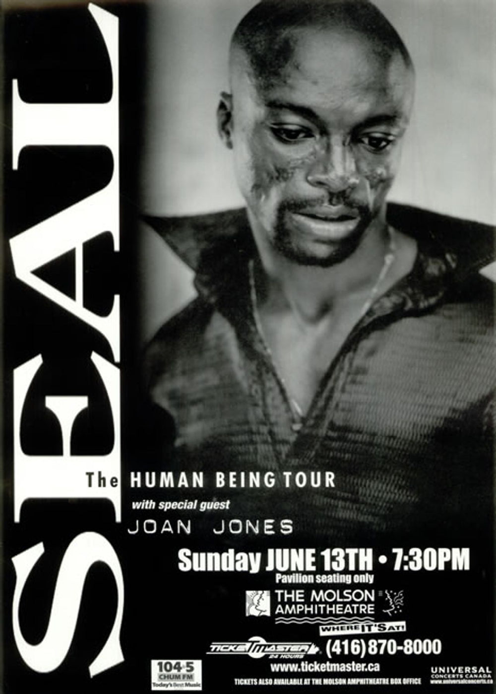 Seal The Human Being Tour Canadian Promo poster PROMO POSTER