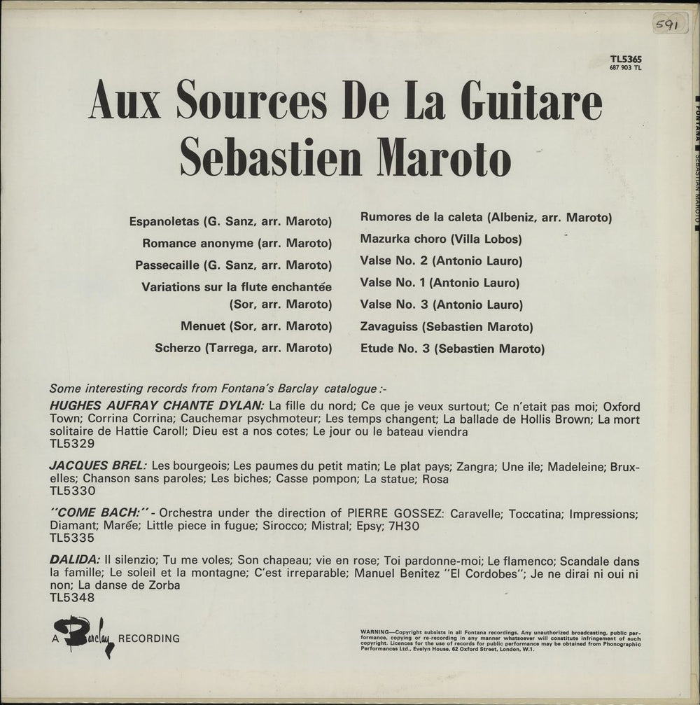 Sebastian Maroto Aux Sources De La Guitare UK vinyl LP album (LP record)