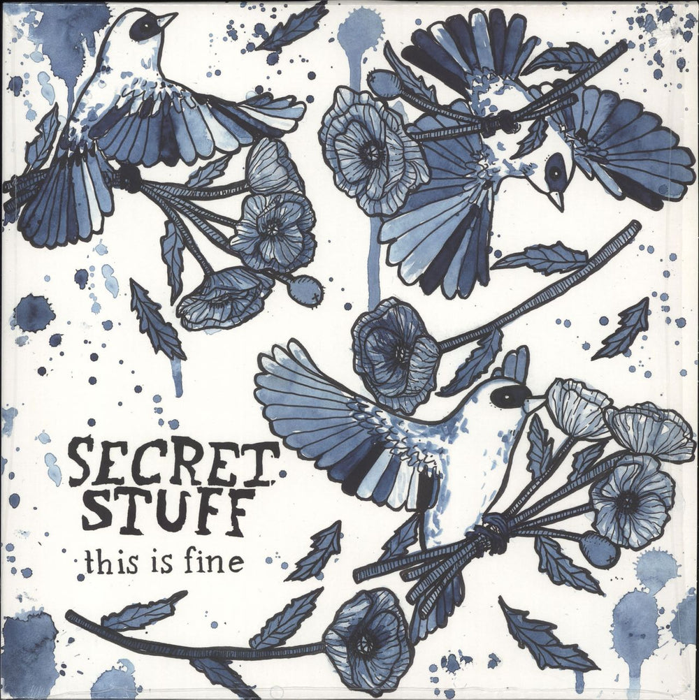 Secret Stuff This Is Fine - White w/ Blue Circles Vinyl US 12" vinyl single (12 inch record / Maxi-single) SPAR035