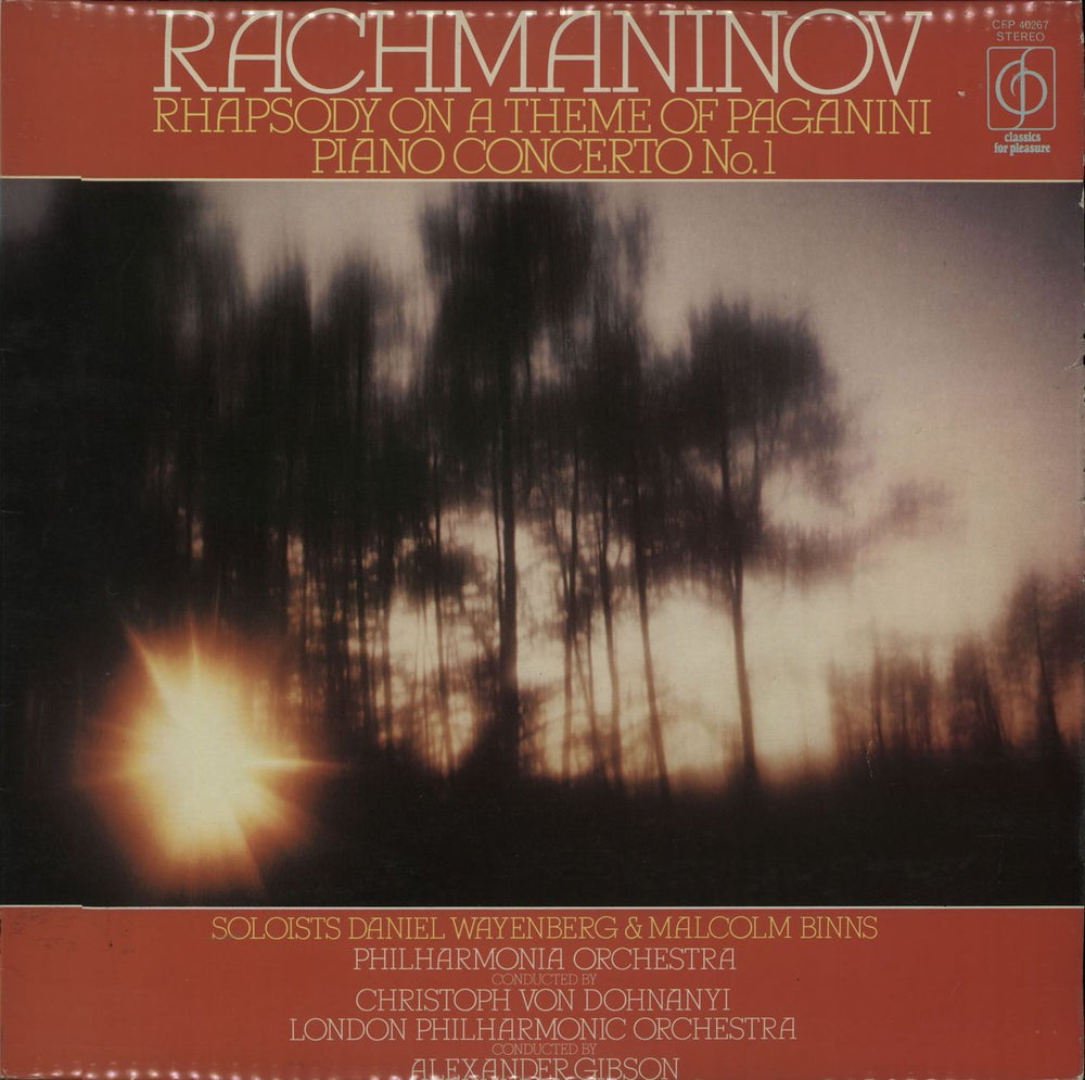 Sergei Rachmaninov Rhapsody On A Theme Of Paganini / Piano Concerto No. 1 UK vinyl LP album (LP record) CFP40267