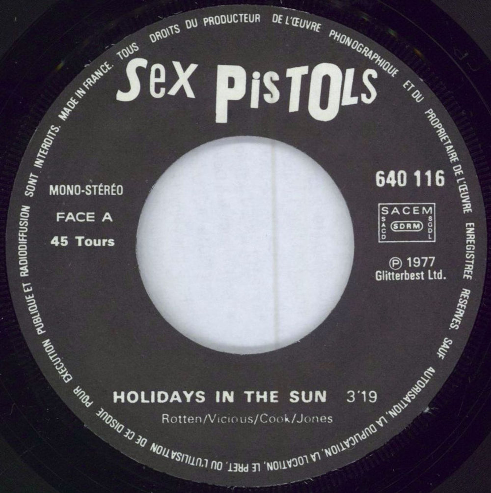 Sex Pistols Holidays In The Sun - EA price code French 7" vinyl single (7 inch record / 45) SEX07HO700430