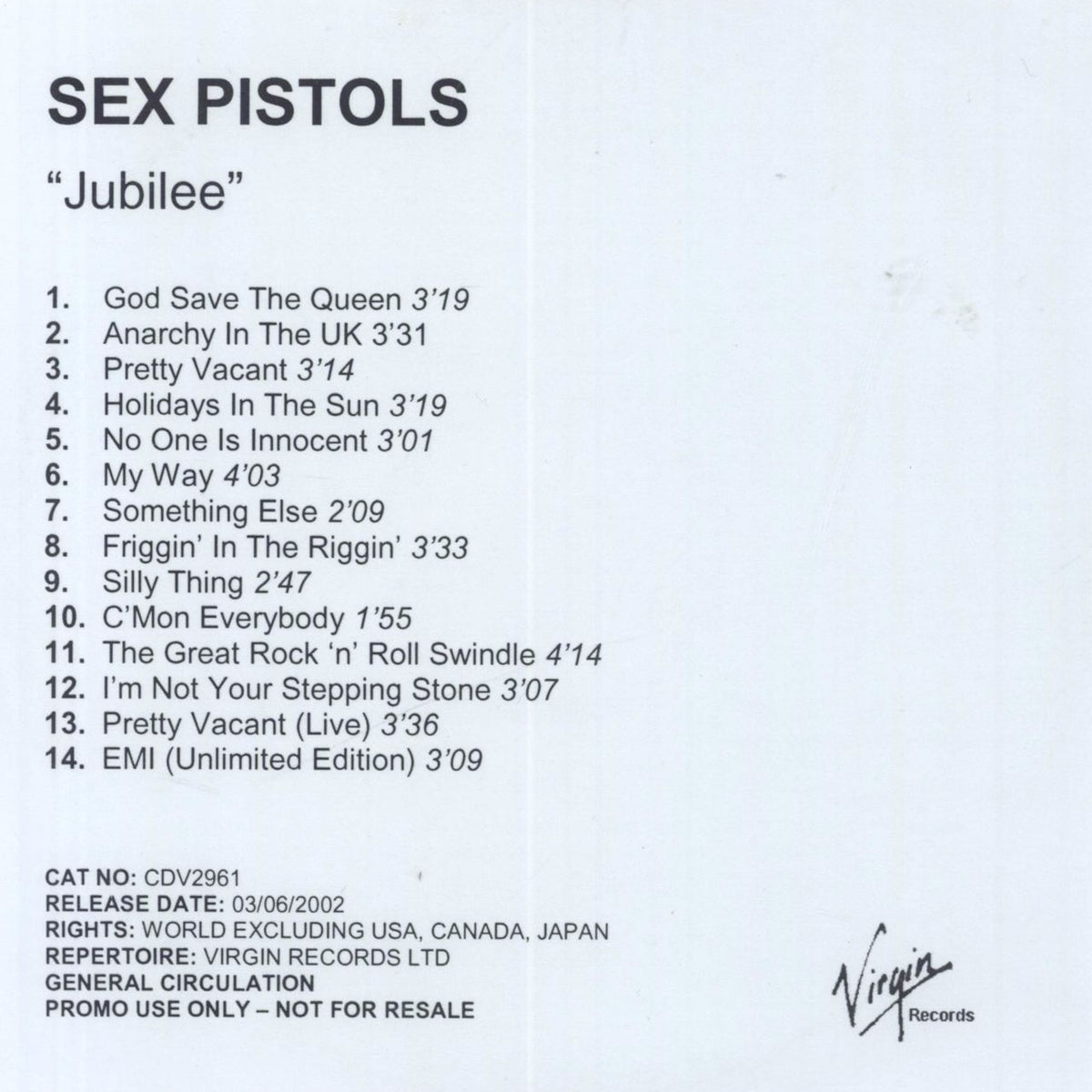 Sex Pistols Jubilee - The Best Of UK Promo CD album — RareVinyl.com