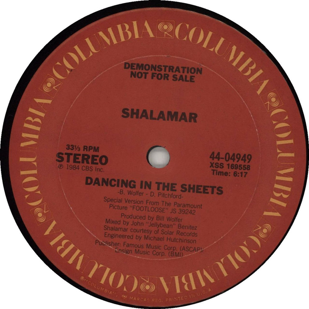 Shalamar Dancing In The Sheets - gold stamp US 12" vinyl single (12 inch record / Maxi-single)