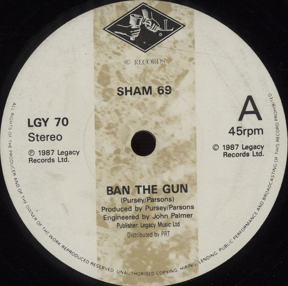 Sham 69 Ban The Gun UK 7" vinyl single (7 inch record / 45) LGY70