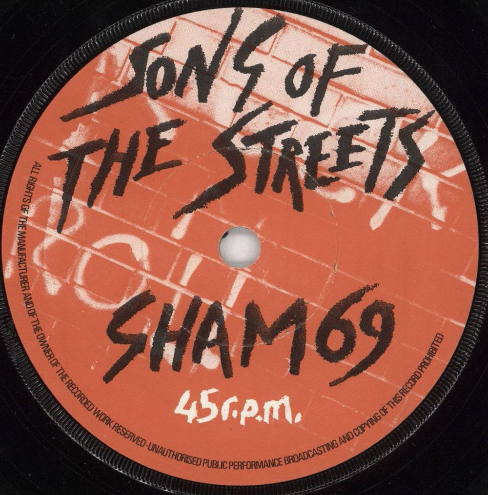 Sham 69 Song Of The Streets - Gig Freebie UK Promo 7" vinyl single (7 inch record / 45) SHAM69